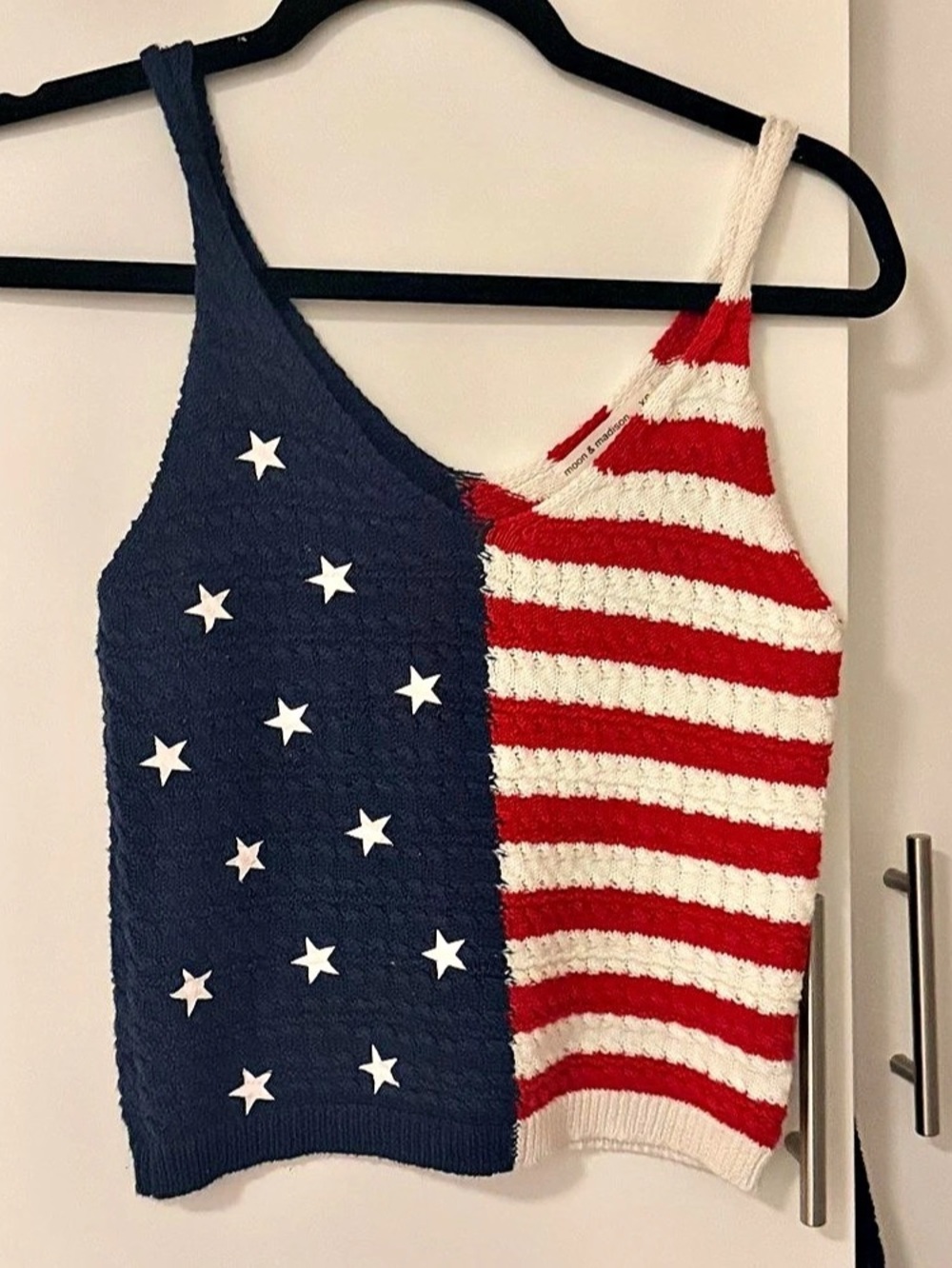 moon & madison American Flag Knit Sweater Tank XS